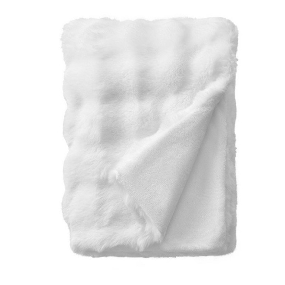 Crafted By Catherine Cozy Fuzzy Bubble Faux Fur Throw Blanket, Ivory